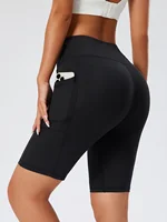 Women's Sports Shorts With Side Pockets Casual Shorts Leggings High Waist Tummy Control Running Leggings Compression Shorts - Image 3