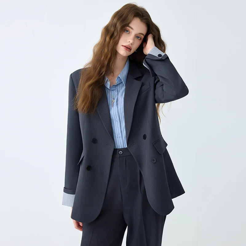 

Elegant women's autumn business suit with a high-end feel, goddess-style, loose-fitting casual wide-leg pants and blazer set
