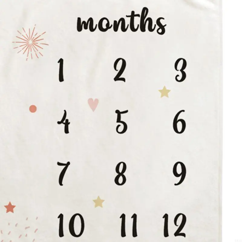 581F Baby Monthly Record Growth Milestone Blanket Cloud Star Patten Photography Props