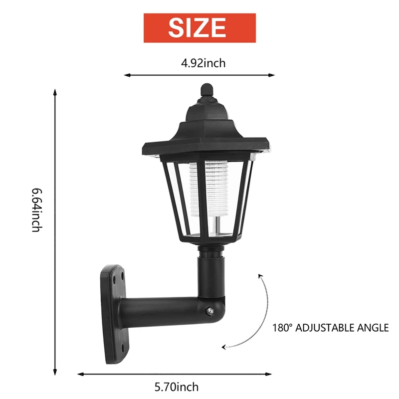 AA46 2 x solarbetriebene LED-Lampe für den Außenbereich, Gartenzaun, Wandlaterne, Licht, Lichtsensor