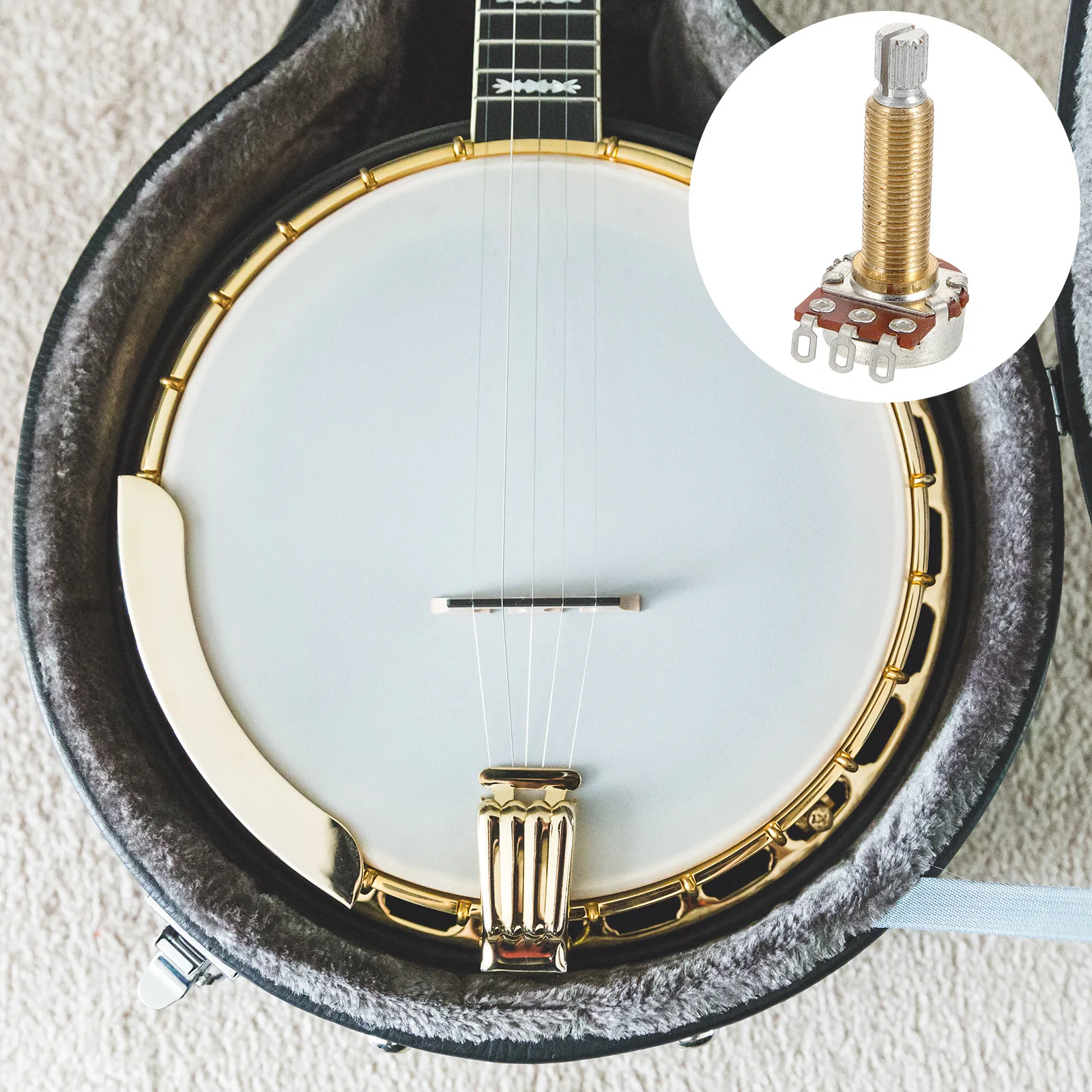 

Banjo Potentiometer Audio Taper Volume Control Shaft for Synthesizer Instrument Repair Upgrading Music Device Copper Contact