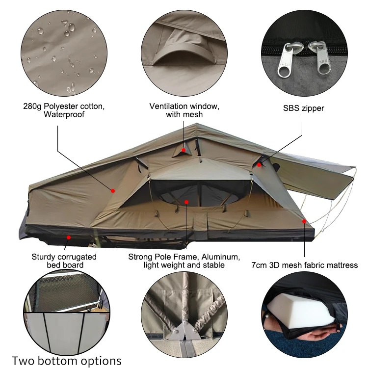 Tienda de campaña 4x4 todoterreno, carpa de techo superior de coche, carpa de concha suave, gran oferta