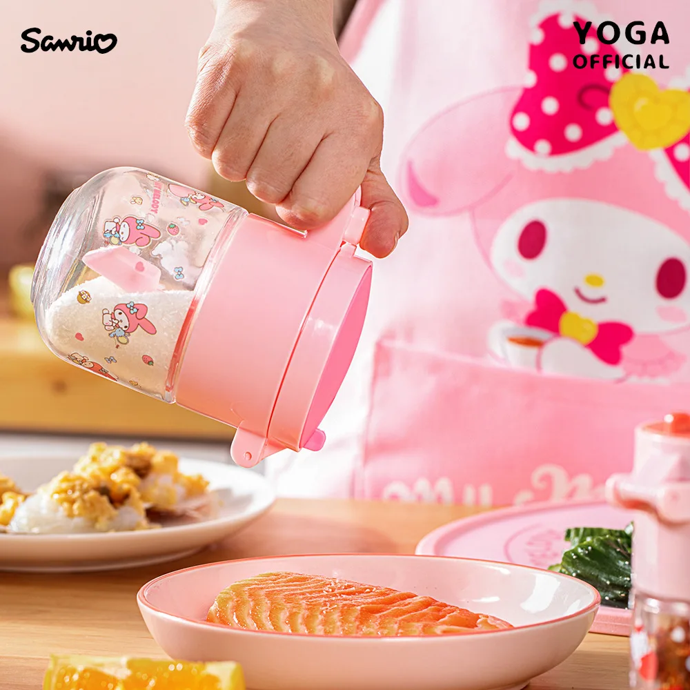 Kawaii Hello Kitty My Melody Kuromi การ์ตูนแก้วเครื่องปรุงรส Jar อะนิเมะ Sanrio สาวหัวใจน่ารักในครัวเรือนเครื่องปรุงรสบรรจุขวด