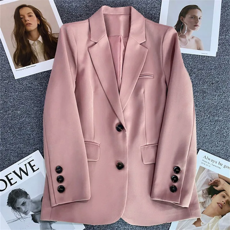 Veste de costume décontractée pour femmes, col en v, couleur unie, manches longues, manteau Chic, mode coréenne, Simple, Blazer de bureau, printemps automne