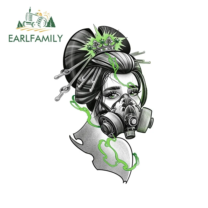 EARLFAMILY 13cm X 8.1cm Car Stickers For Antivirus Geisha Motorcycle Car Accessories Vinyl Decal Laptop Windshield Waterproof