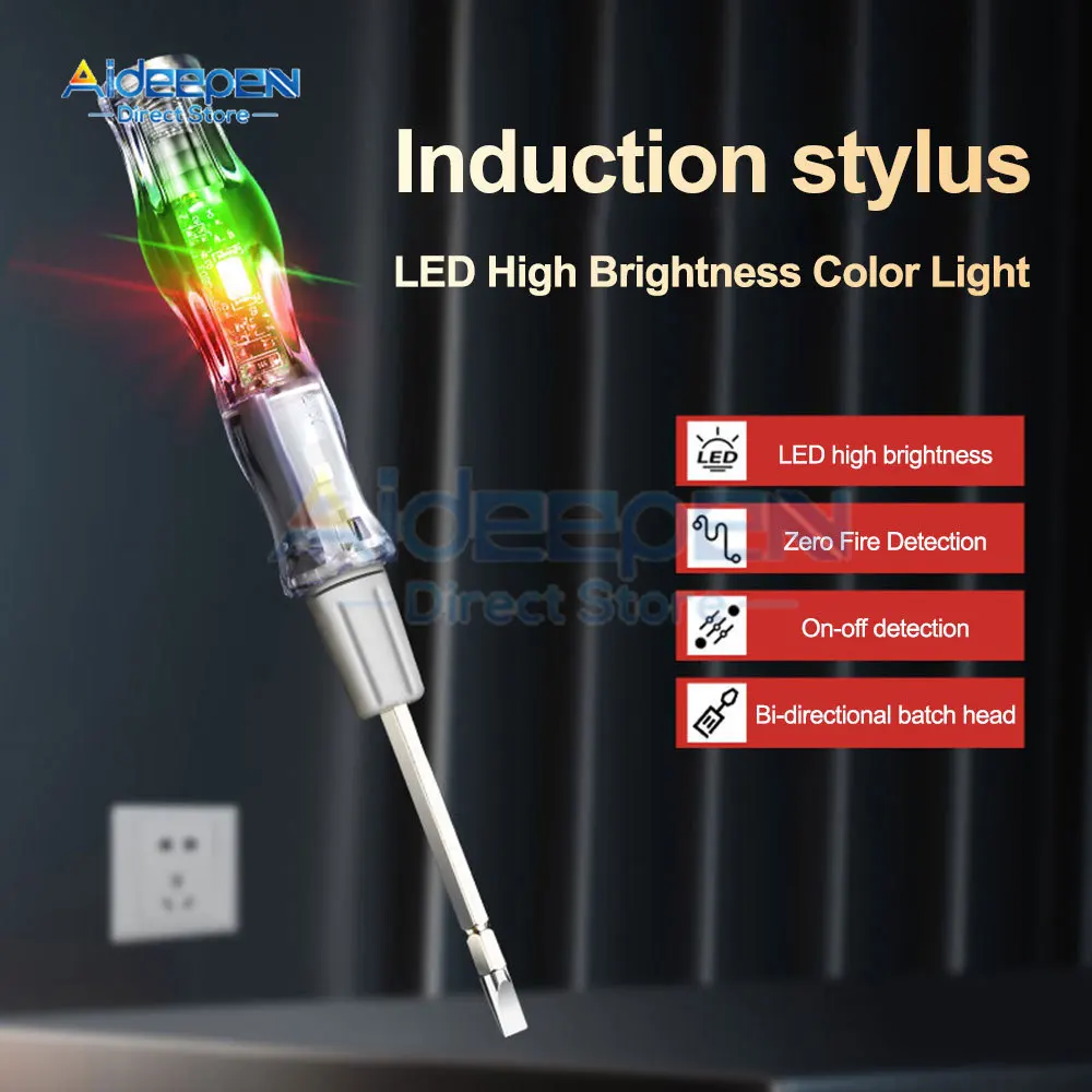 Voltage Tester Screwdriver Contact Voltage Tester Pen Light Circuit Tester Screwdriver 3.5mm Dual Head Slot AC24-250V