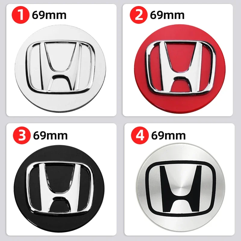 4pcs 58MM/69MM Car Wheel Center Cover Hub Cap Badge Accessorie For Honda CITY CIVIC Mugen TypeR Type S Vezel RR Insight Si Pilot