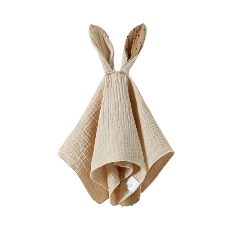 

JU64 Baby Wiping Towel Cotton Handkerchief Feeding-Bib Saliva Towel Soothe Appease Towel Comforter Rabbit-Ear Comfort Blanket