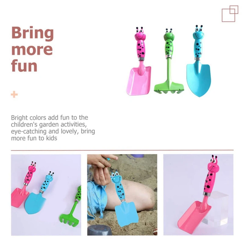 Pelle à sable en fer multifonctionnelle imbibée pour enfants, outils de creusement de jardin, fournitures de jouets de plage, jeu d'extérieur, 3 pièces