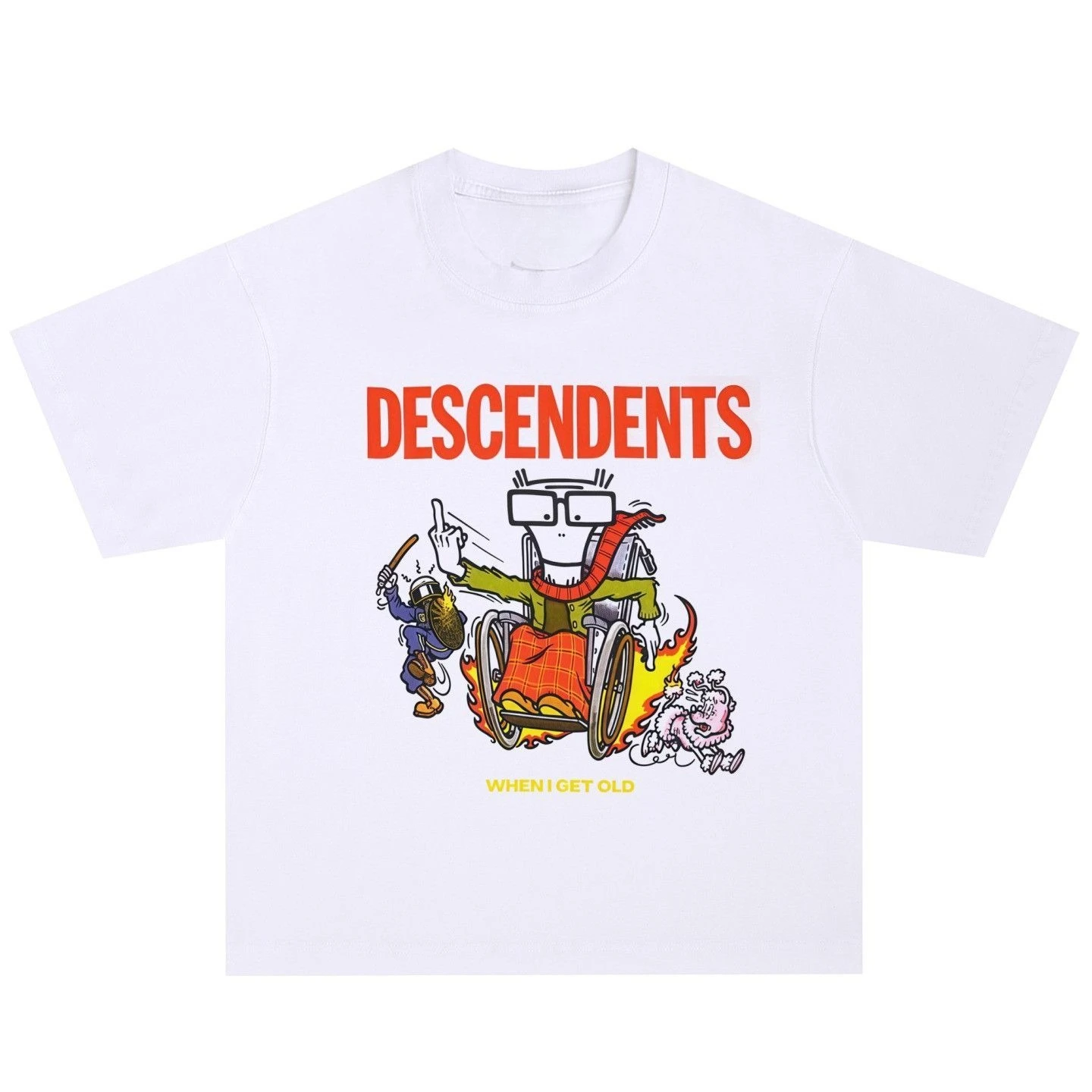 Descendents Band Rock T-shirt, American Retro Streetwear, Loose and Heavy-weight Cotton Short Sleeve, Vintage