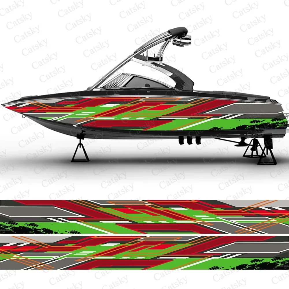 Vector colorful stripes abstract Boat wrap sticker vinyl pontoon deck boat fishing decal design uniform vector abstract print