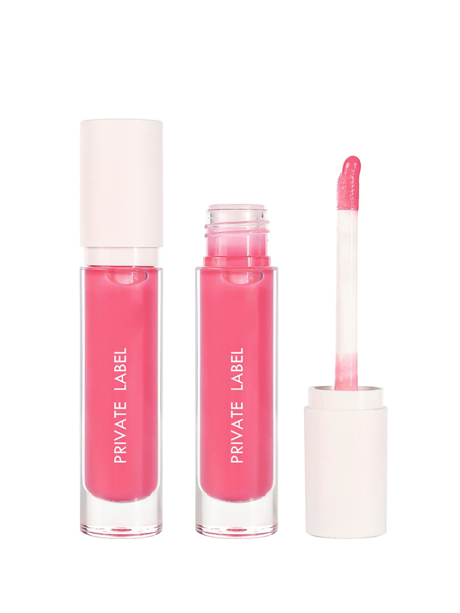 6ml Private Labe Lipgloss Custom Bulk White Cap Round Tube Gloss with Long-lasting Color Matte Mirror Lip Glaze Moisture Makeup