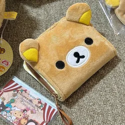 Cute Rilakkumas Classic Coin Purse Card Bag Short Wallet Japanese Cartoon Plush Storage Bag Birthday Gift