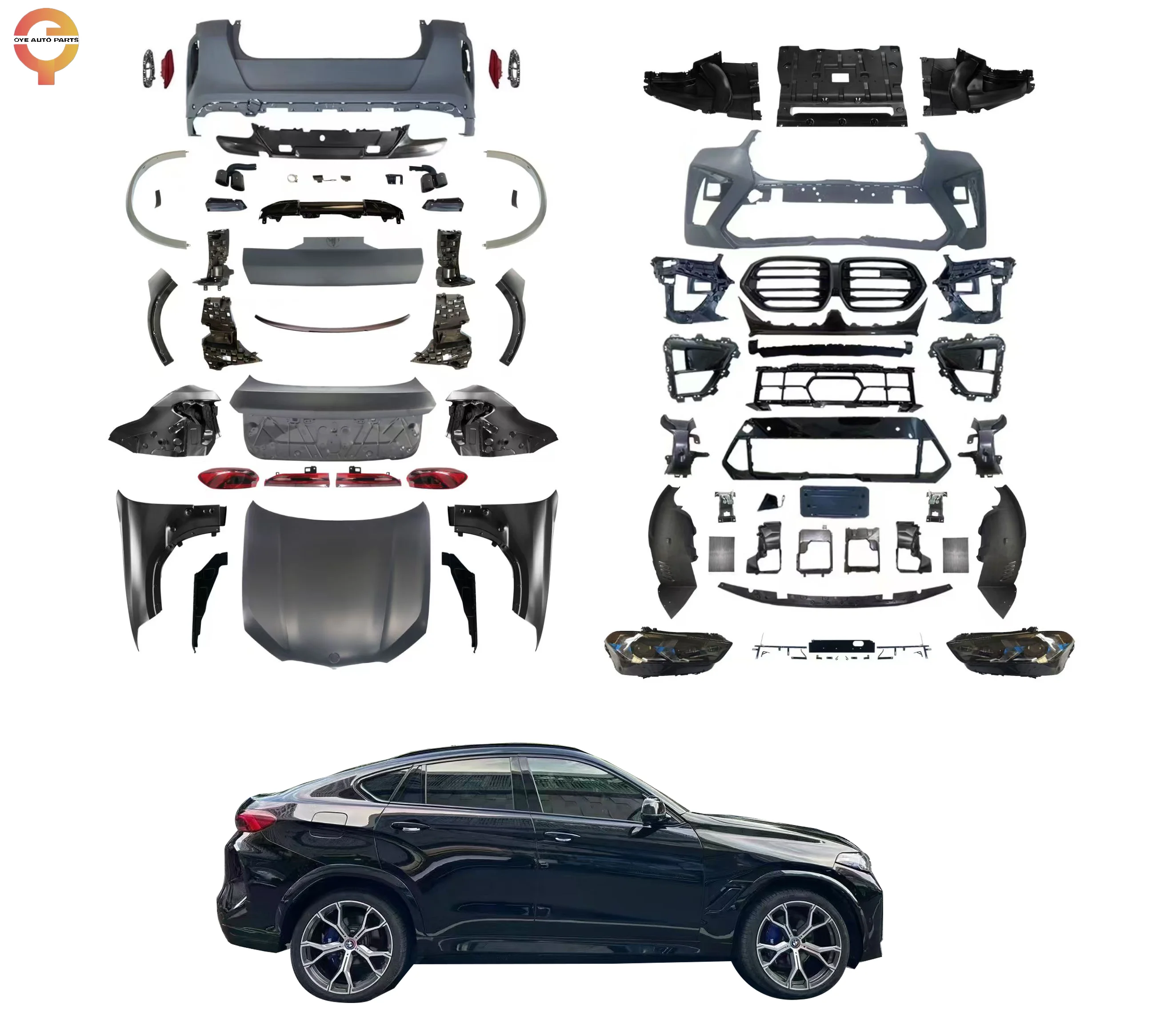 For BmW X6 Series F16 Upgrade to F95 M Sport Auto Car Complete Bodykit with Front & Rear MT Headlights and Fender Old to New