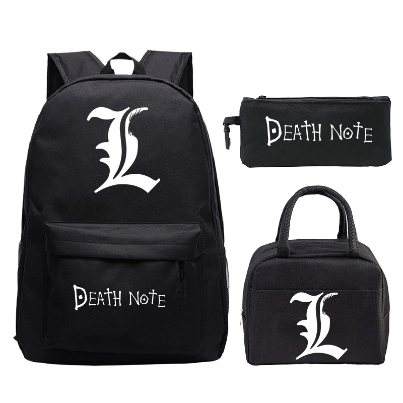 Movie Death Note Backpack Boys Anime Mochila Student School Book Bags Travel Rucksack With Portable Lunch Bags Pencil Case 3pcs