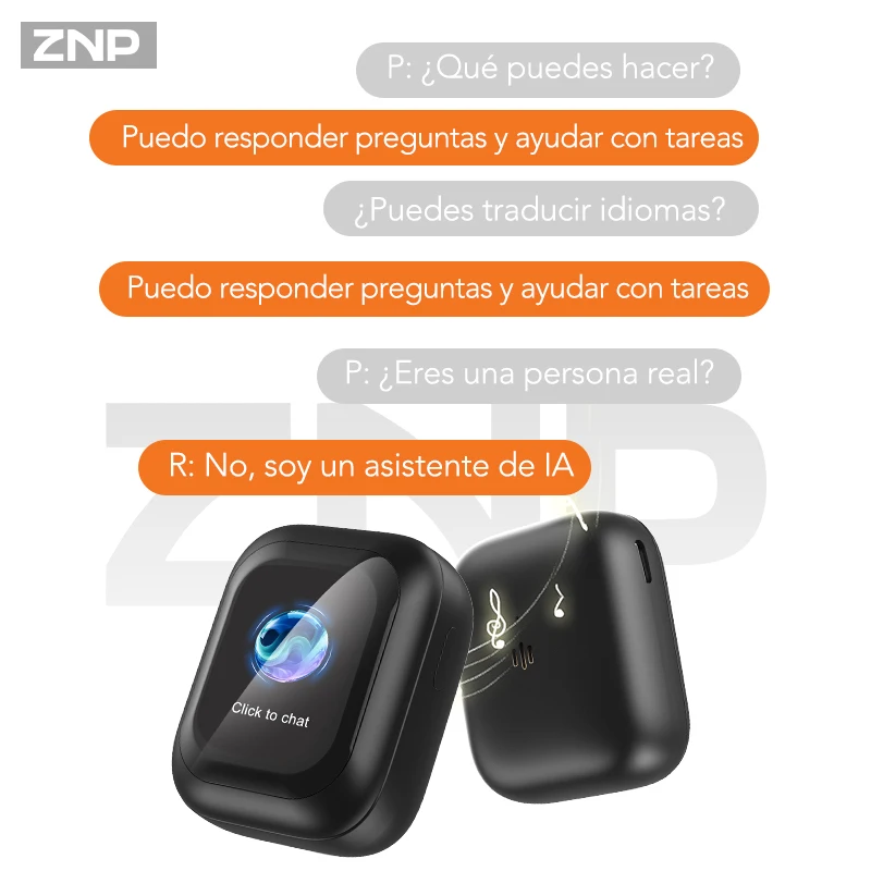 Audífonos Inalámbricos ZNP N04 TWS con Pantalla Táctil, Bluetooth, Traducción por IA, Ajuste Cómodo y Reducción de Ruido