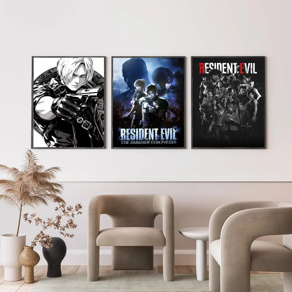 game Resident Evil Poster Poster HD Self-Adhesive Art Print Waterproof Wall Decor for Bedroom Living Room Decor Gift