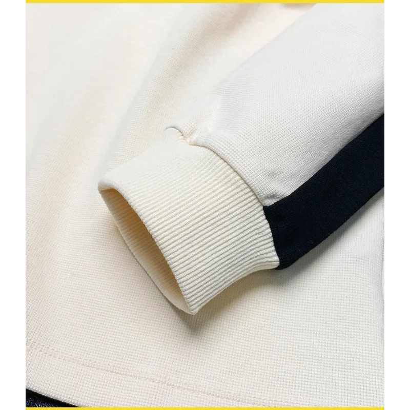 Men's Splicing Versatile Contrasting Lapel Polo Shirt Slim Long-sleeved T-shirt