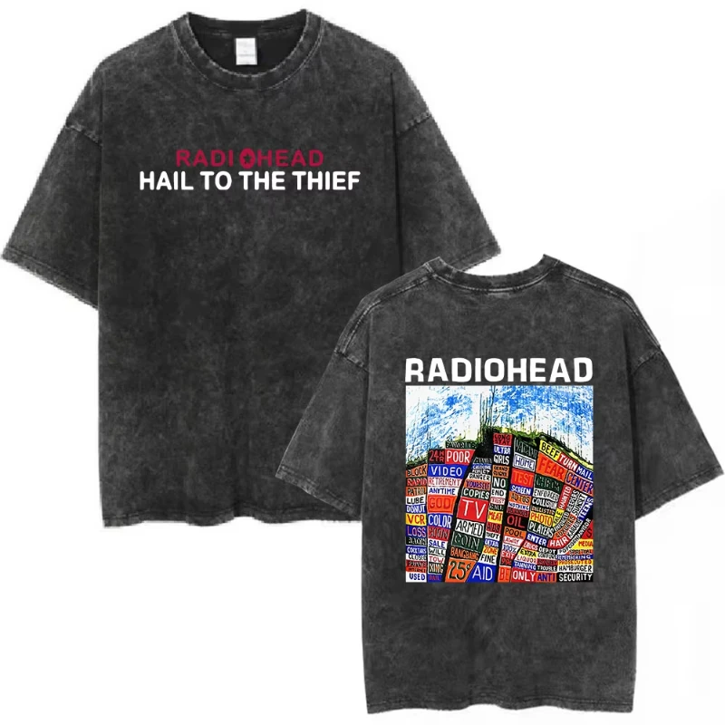 

Rock Band Radiohead The Bends Vintage Washed T-shirt Men Women Fashion Hip Hop T Shirts Casual T-shirts Streetwear