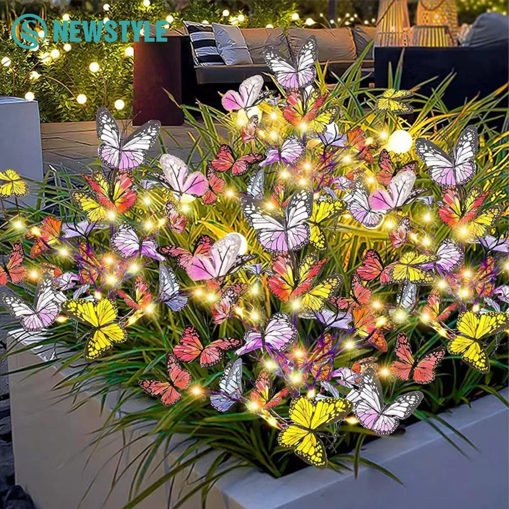 Solar Butterfly Landscape Light Simulation Firefly Automatic Light at Night Outdoor Waterproof Solar Charge waying Garden Lights