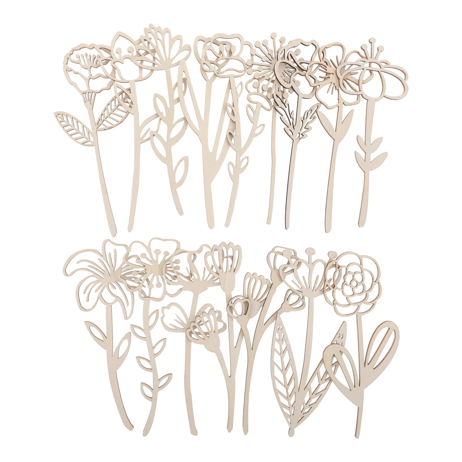 

16Pcs DIY Wooden Flower Ornaments Rustic Decor Colorable Cutouts Festive Occasions Flowers Wood Flower Wall Decor