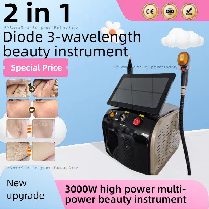 

3500WPortable 808nm Diode Laser Hair Removal Machine 2-in-1 Picosecond Tattoo Removal and Hair Removal High-Intensity Beauty.