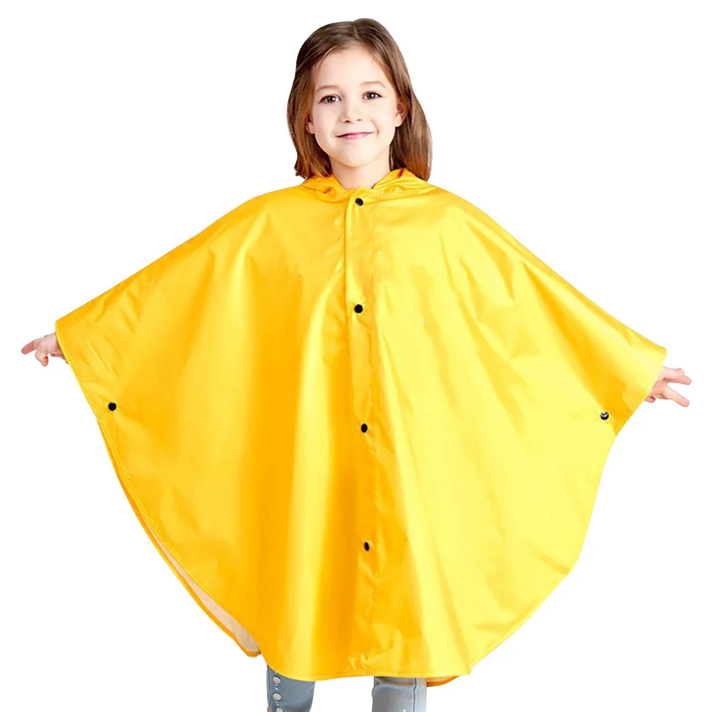 

Raincoat Yellow S Size Portable Lightweight Waterproof Hooded Rainwear Elastic Cuffs Bright Safety Design For School