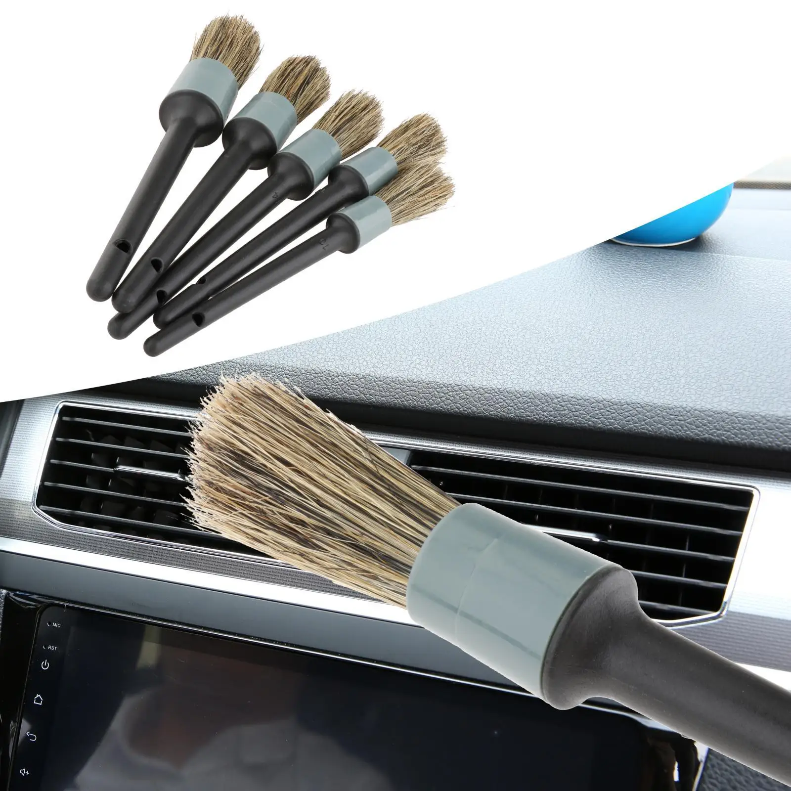 5 Pieces Brush Set Different Size Automotive Detail Cleaner Brushes Fit for Seat Motorcycle Cleaning Engine