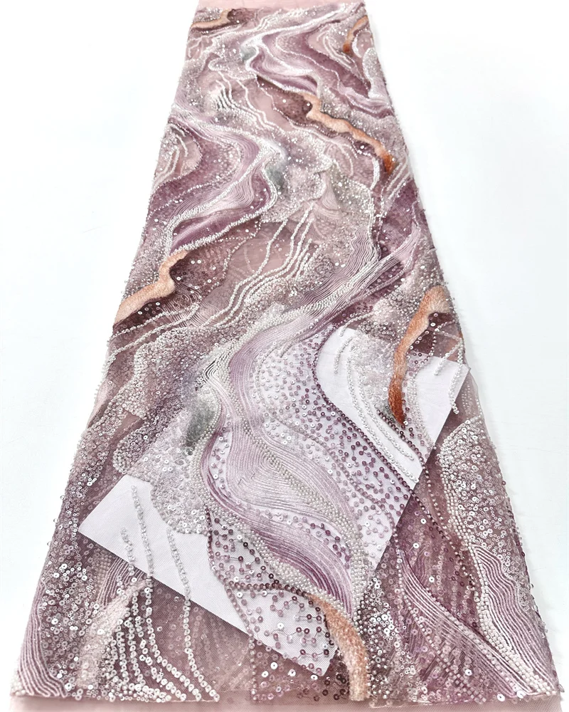 

Высококачественная изысканная роскошная уникальная ткань высокого качества с вышивкой ручной работы, сетчатое кружево с бусинами для изготовления женского свадебного платья