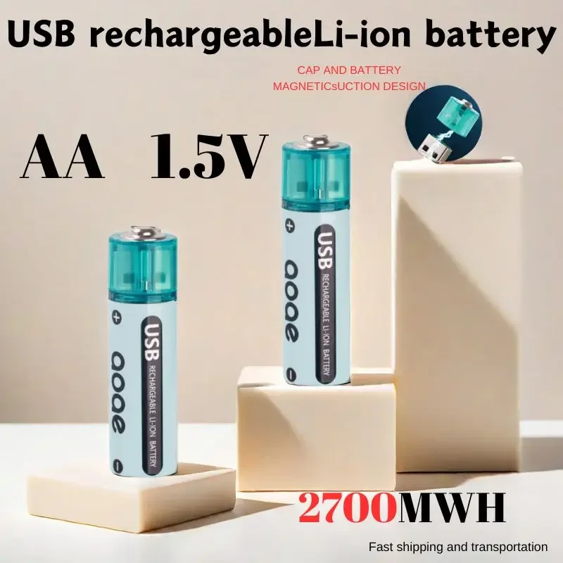 Aa USB 2700mWh 1.5v akumulator litowy do zdalnie sterowana mysz mały wentylator zabawka elektryczna pilha recarregavel aa