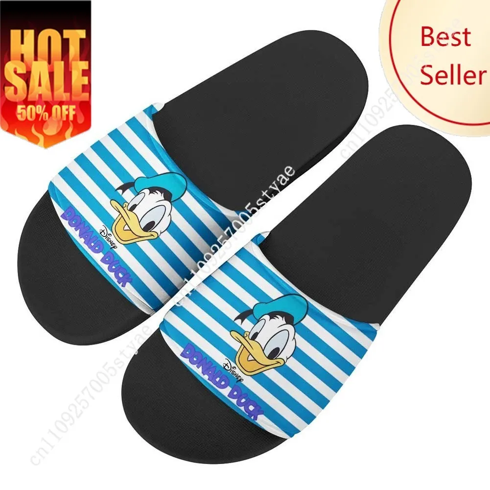 

Donald Duck House Slippers Disney Cartoon Movies Sandals Design Your Photo Text Logo Festival Present Custom Shoes
