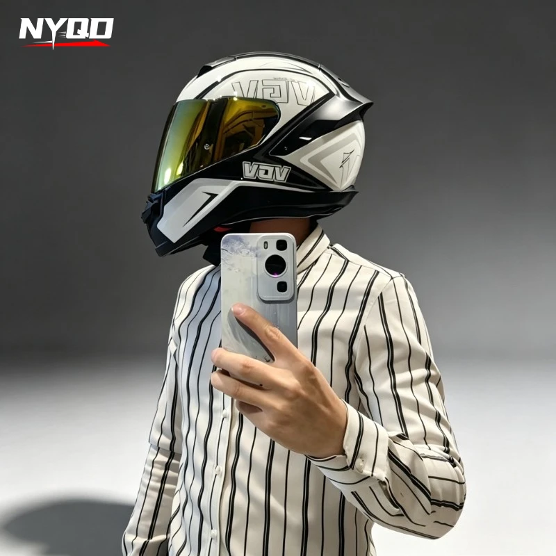 Full Face Motorcycle Helmet with Large Spoiler, Bluetooth Ready Racing Motorbike Helmet for Men Women, 4 Season Safety Helmet