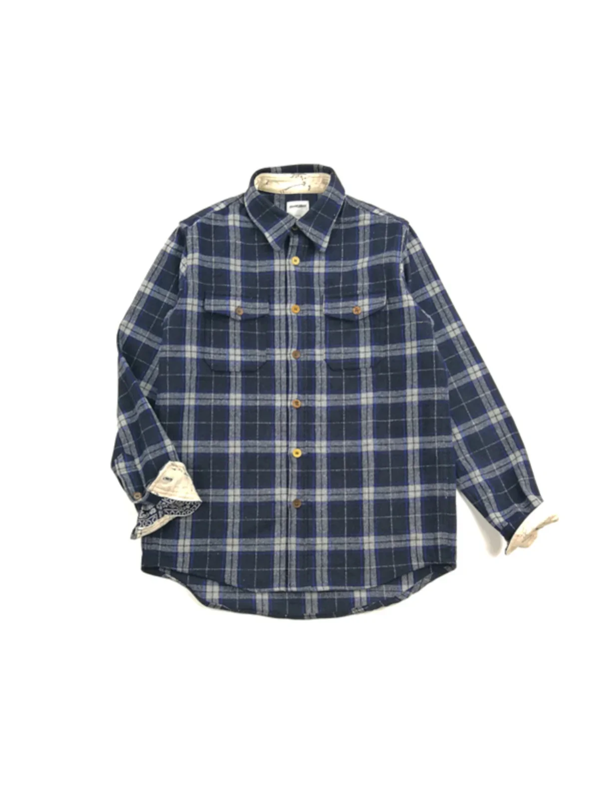 Plaid wool shirt heavy woolen American retro shirt R style