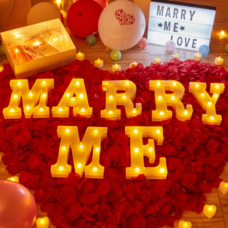 LED Letter Light Alphabet Number Heart Plastic Atmospher Lamp 20.8cm for Home Wedding Valentines Ornament Birthday Party Decor