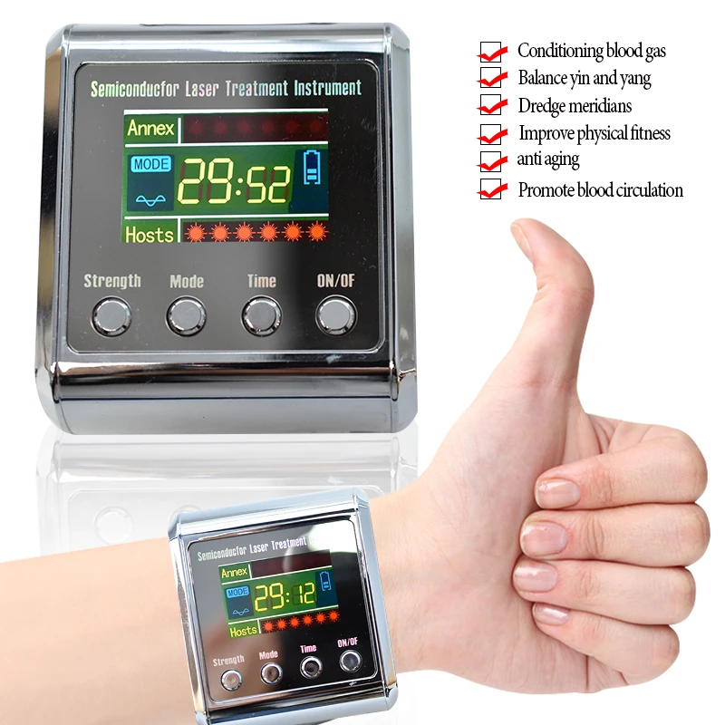 650NM Diode Laser Therapy Watch LLLT for Rhinitis Diabetes Hypertension Thrombosis High Cholesterol Irradiation Equipment