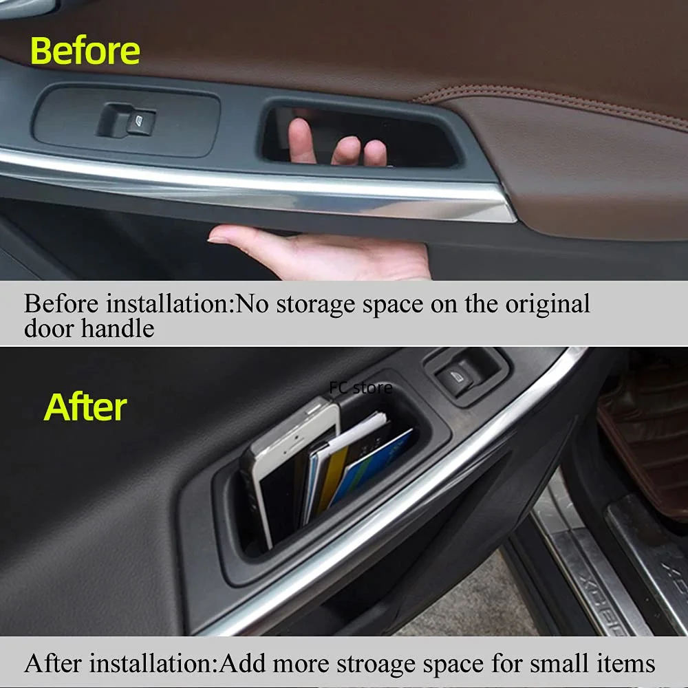 For Volvo S60 V60 2009-2018 Front Row Door Side Storage Box Armrest Phone Container Door Organizer Handle Pocket ABS