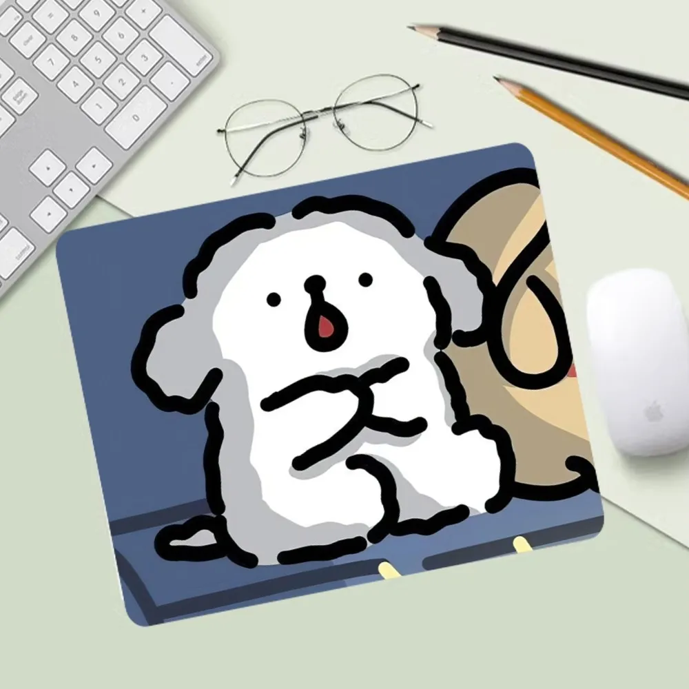 Line Dog Cute Mousepad Computer Desk Mat Table Keyboard Pad Laptop Cushion Non-slip Deskpad