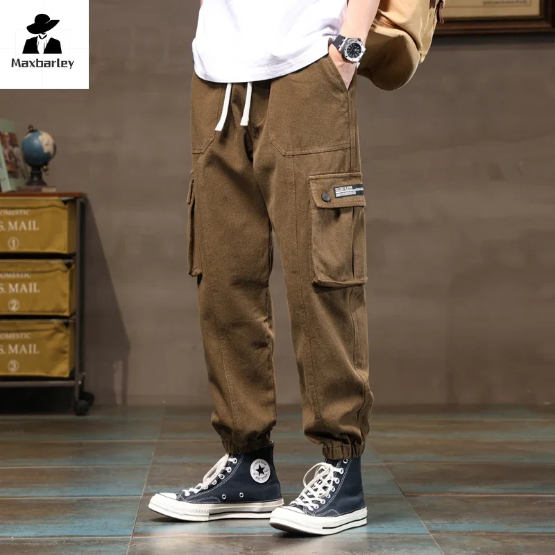 Autumn Men's Cargo Pants New Solid Color Multi-Pocket Casual Loose Outdoor Camping Sweat Pants Men's Versatile Harem Pants