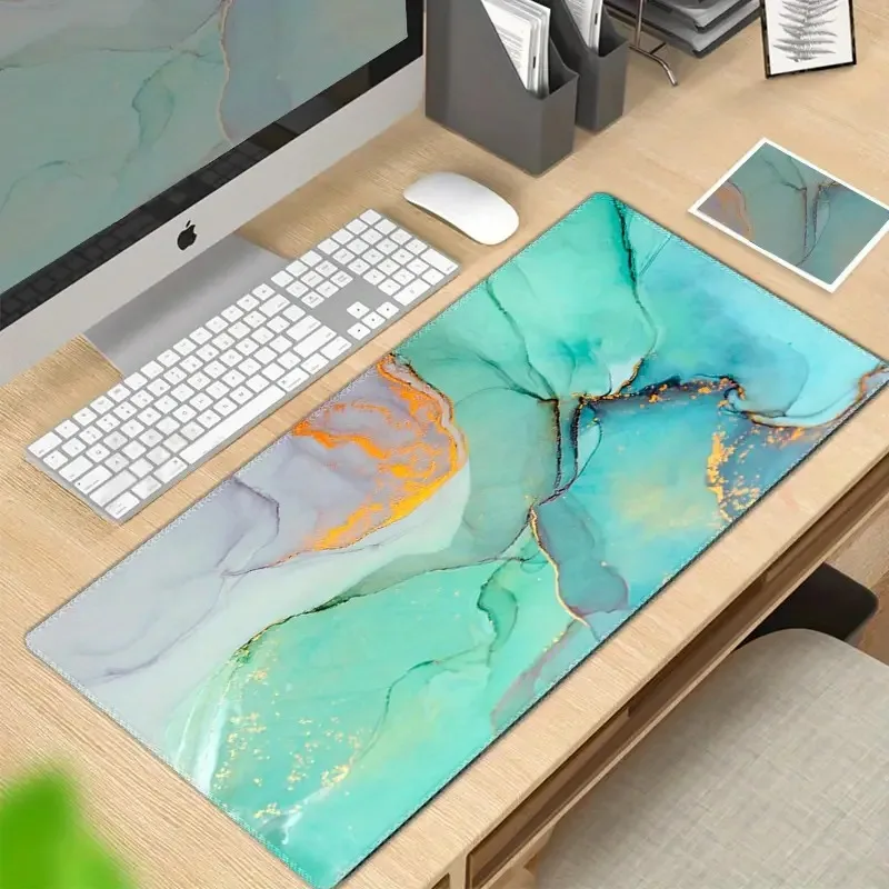 Light Green Marble Pattern Large Gaming Mouse Pad Computer HD Keyboard Mouse Pad Desk Pad