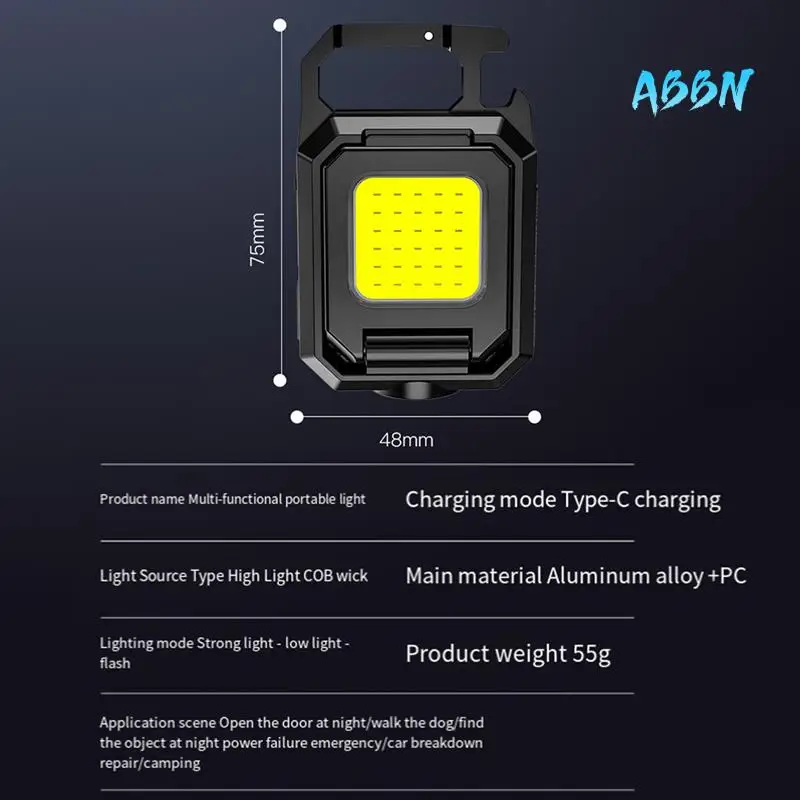 

ABBN-COB LED Mini Ultra Bright Keychain Light Portable Work Light For Fishing, Camping