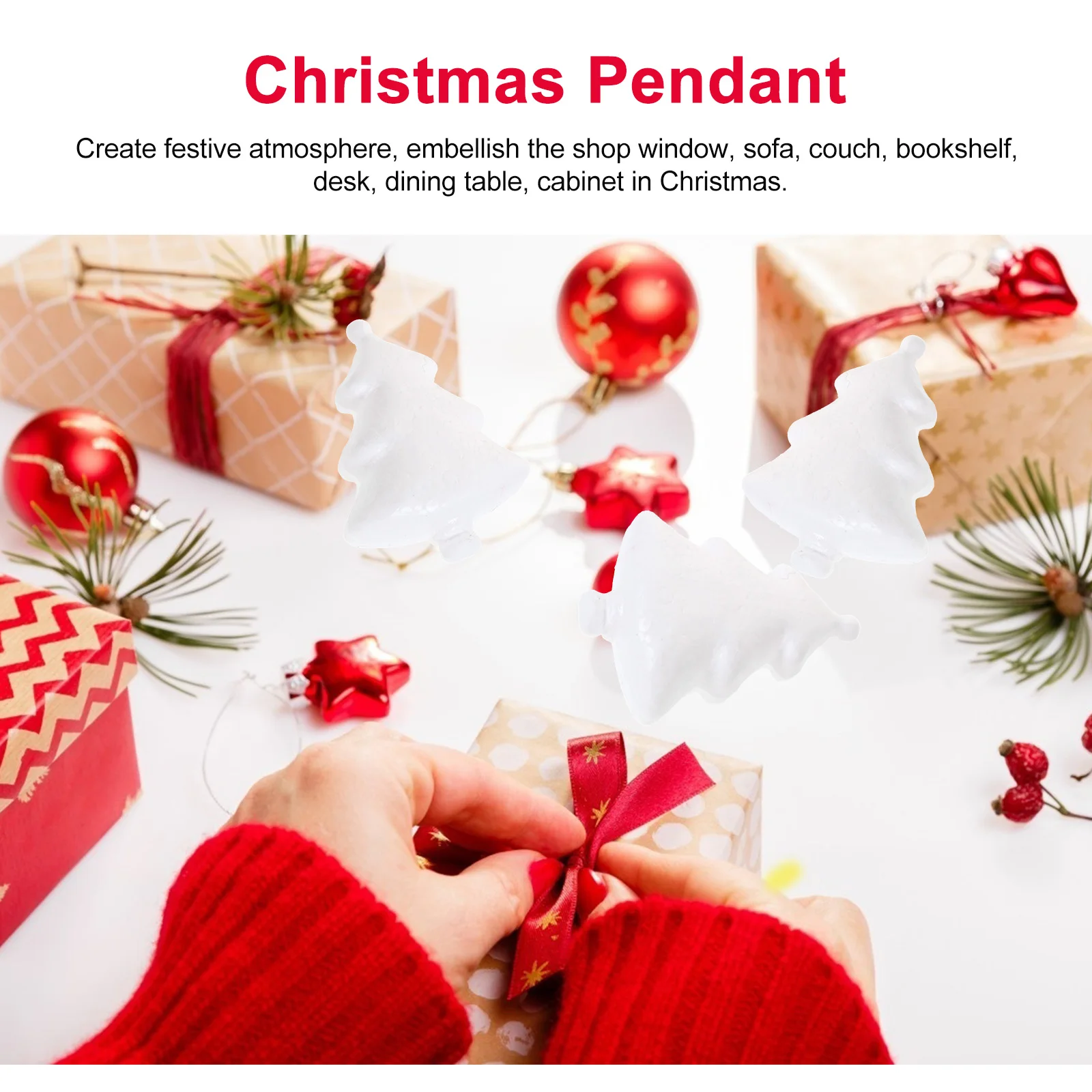 

Lovely DIY Christmas Tree Decorations White Conical Pendant for Kids Party Home Window Sofa Bookshelf Cabinet Craft Ornament