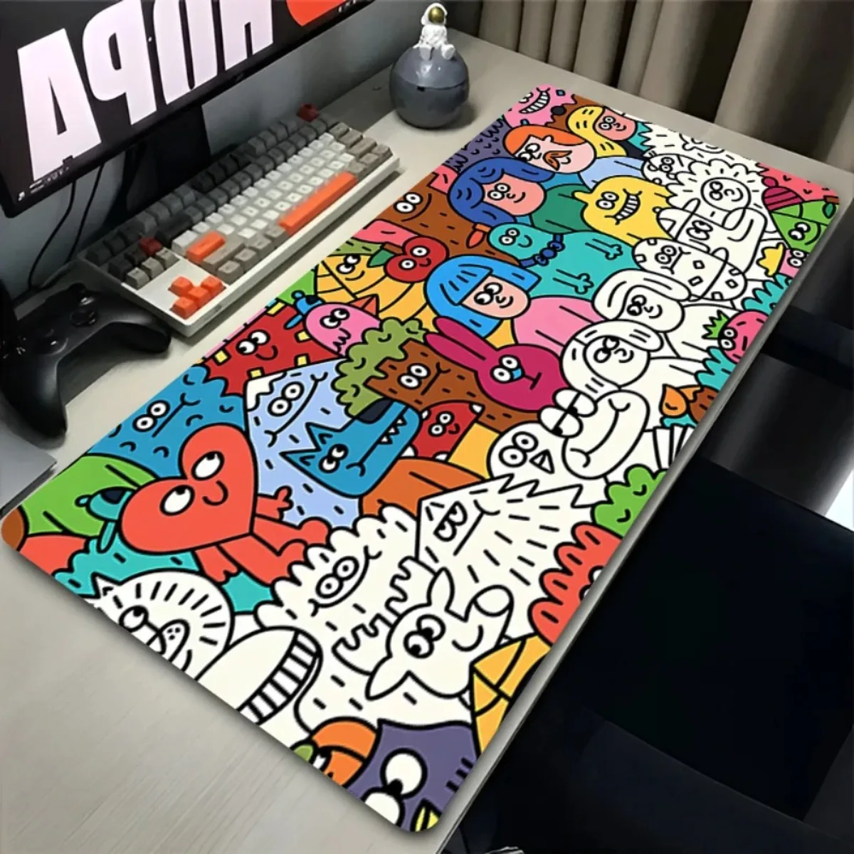 

Абстрактный коврик для клавиатуры в стиле граффити, удлиненный мягкий коврик для мыши, нескользящий коврик для стола с прошитыми краями для ноутбука, ПК, офисных принадлежностей