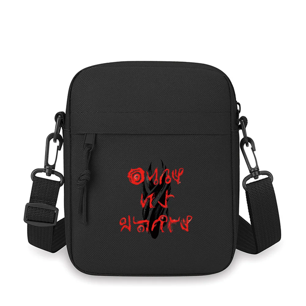 

Red Korean text on black background design Men Crossbody Bag Single Shoulder Women Cartoon Anime Film Printing Design Unisex