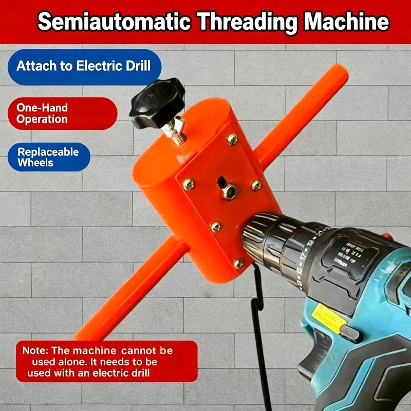 Semi-Automatic Wall Wiring Machine Compact Portable Cable Puller Electric Drill Threading Device for Construction Conduit Pipe