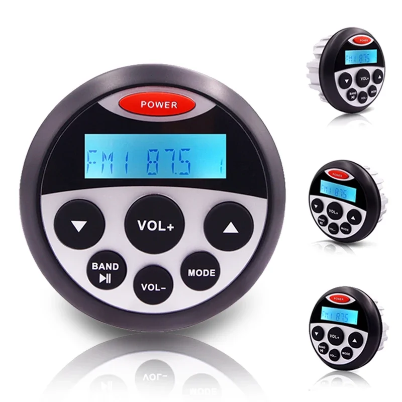 Waterproof Marine Bluetooth Radio Audio Stereo FM AM Receiver MP3 Player +1 Pair 4'' White Speakers For ATV UTV SPA Boat