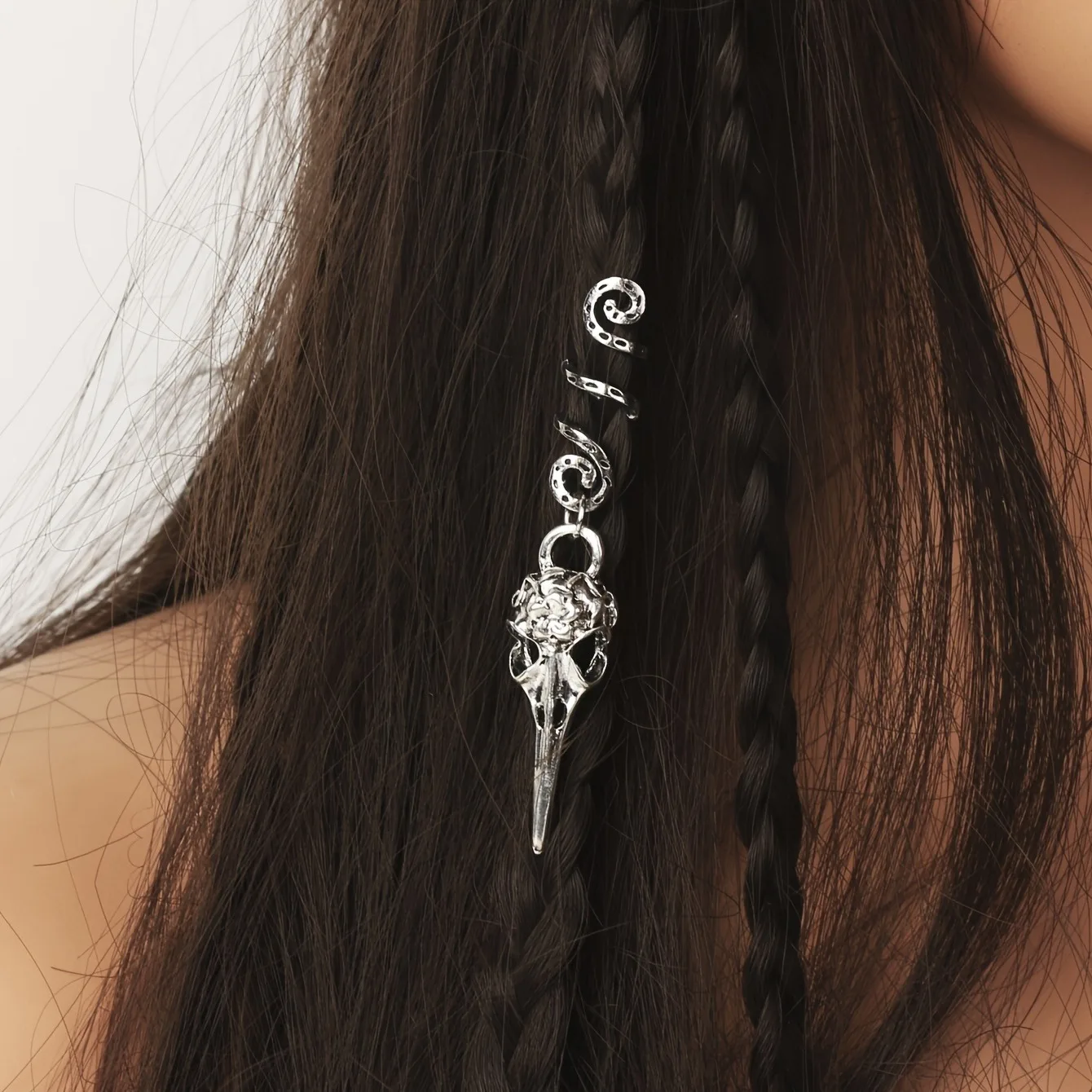 

Bird Skull Head Shape Pendant Dreadlock Braid Hair Beads Braids Hair Rings Hippie Style Hair Accessories For Women