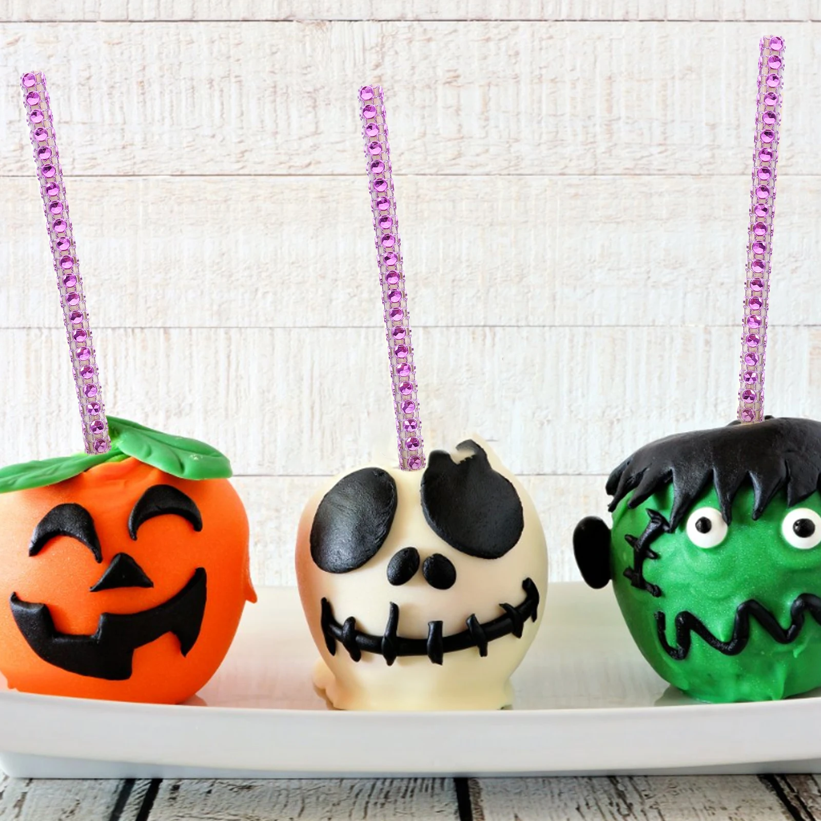 

24Pcs Candy Apple Sticks Rhinestone Decorative Wood Chocolate Sticks Cake Pops Party Supplies Candy Stick Wood Lollipop Stick