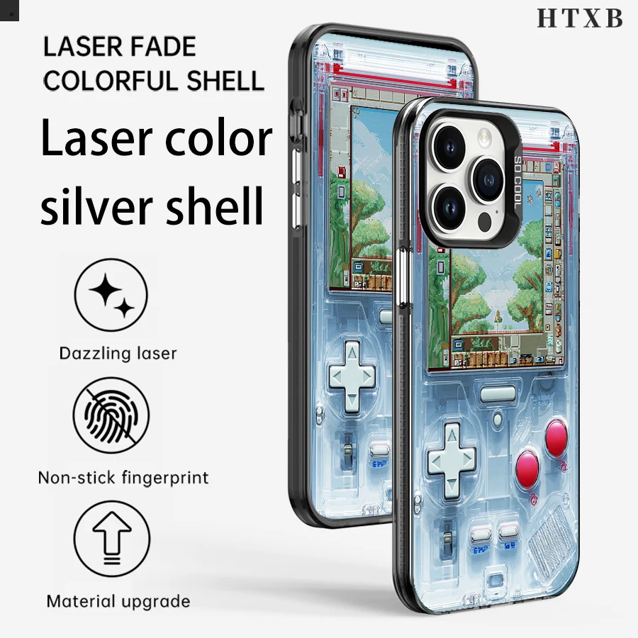 Il mondo pixelato di una console portatile trasparente per iPhone da 17 a 11 Pro Max Plus