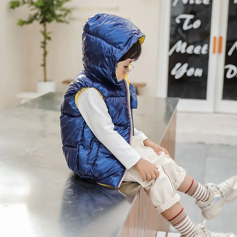 Child Waistcoat Children Outerwear Winter Coats Kids Clothes Warm Hooded Cotton Baby Boys Girls Vest For Age 3-11 Years Old