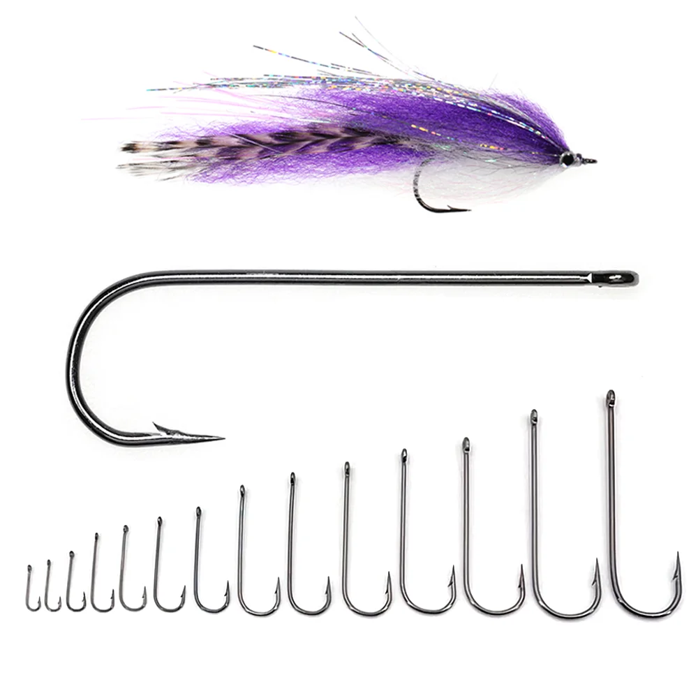 100 peças # Anzol de Pesca Aberdeen 16-3/0 com Haste Longa para Sabiki Rig, Jig, Isca, Streamer e Fly Hook – Ideal para Pesca em Água Salgada e Doce